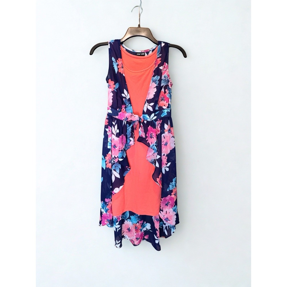 Paper Doll Girls Size 12 Sleeveless Hi-low‎ Floral Blue Dress
